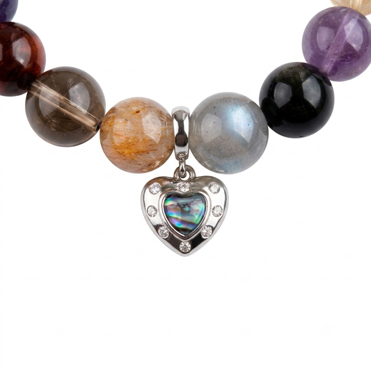 Chakra Prism Aromatherapy Crystal Bracelet — tiger eye, amethyst, kyanite, hematoid quartz, smoky quartz, green phantom quartz and obsidian — aromatherapy crystal jewelry by WalkTree