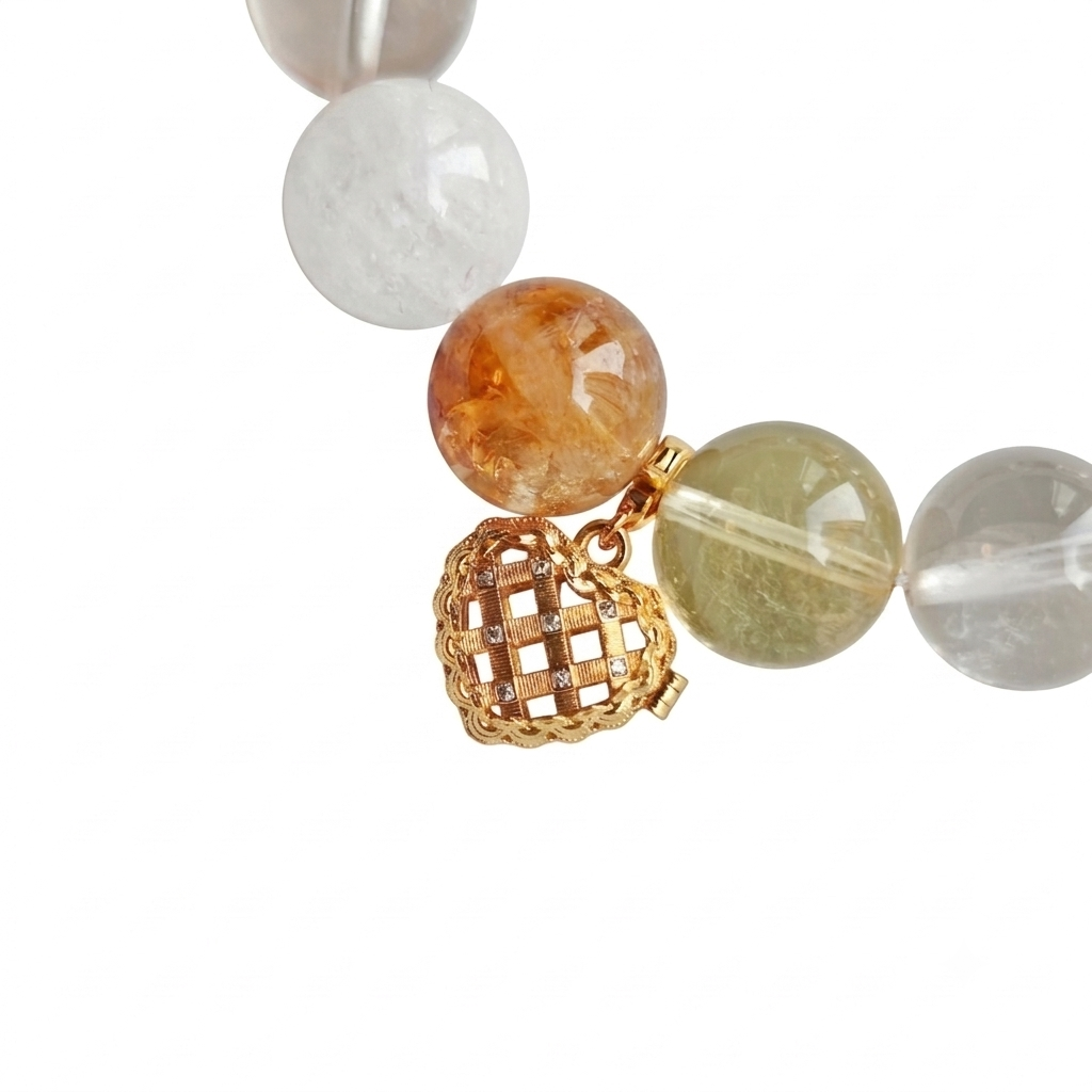 Solar Glow Aromatherapy Crystal Bracelet — sunstone, kyanite, citrine and clear quartz — aromatherapy crystal jewelry by WalkTree