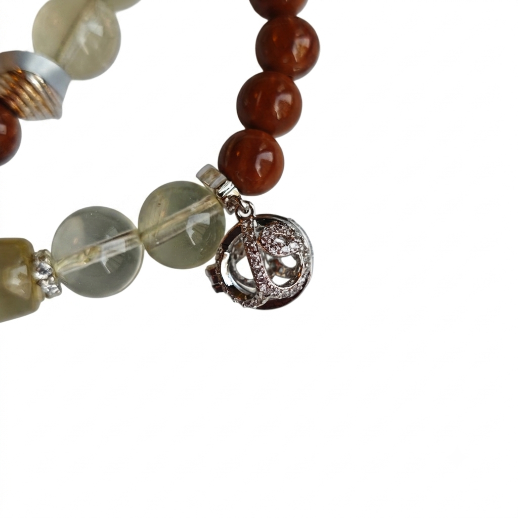 Jade Within Aromatherapy Crystal Bracelet — garnet, prehnite and clear quartz — aromatherapy crystal jewelry by WalkTree