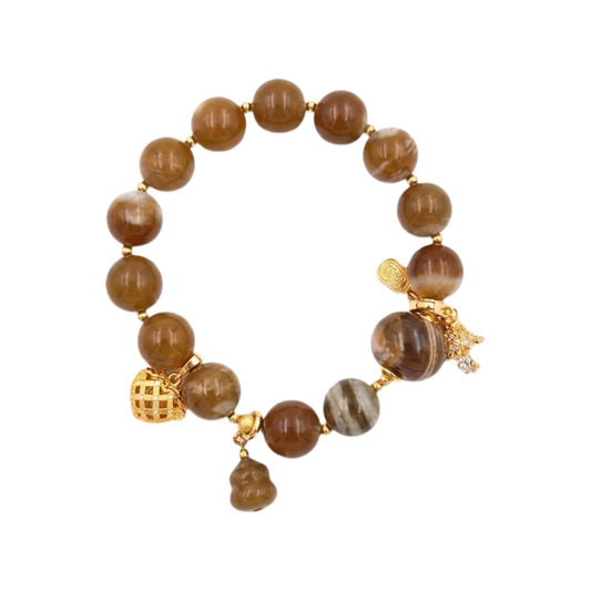 Begonia Glow Aromatherapy Crystal Bracelet with copper-tone accents — aromatherapy crystal jewelry by WalkTree