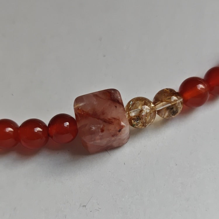 Five Elements Fire Aromatherapy Crystal Bracelet — red agate, citrine and rose quartz — aromatherapy crystal jewelry by WalkTree