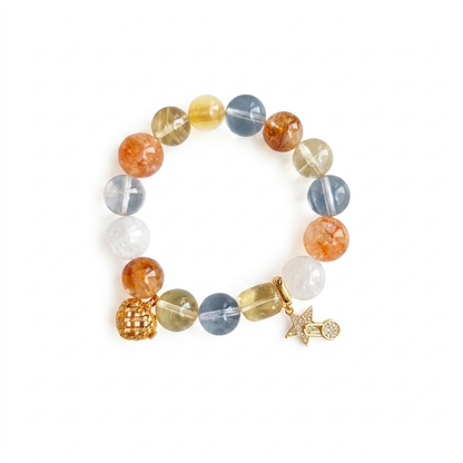 Solar Glow Aromatherapy Crystal Bracelet — sunstone, kyanite, citrine and clear quartz — aromatherapy crystal jewelry by WalkTree