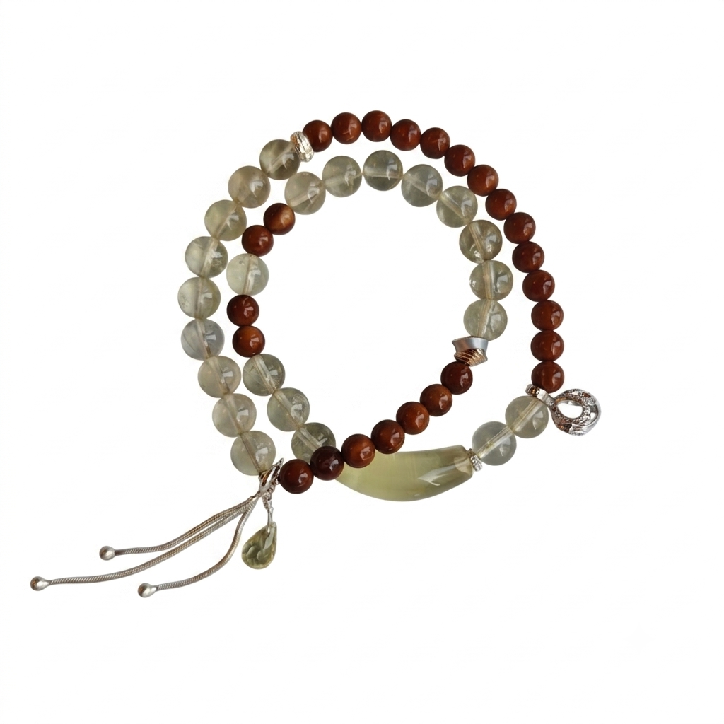 Jade Within Aromatherapy Crystal Bracelet — garnet, prehnite and clear quartz — aromatherapy crystal jewelry by WalkTree