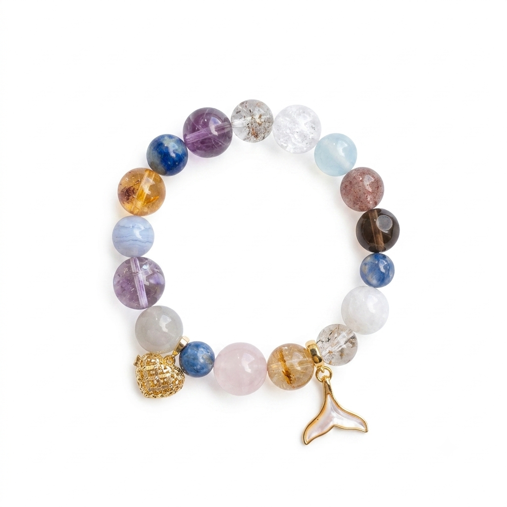 WalkTree Whale Song aromatherapy crystal bracelet — full view on white background