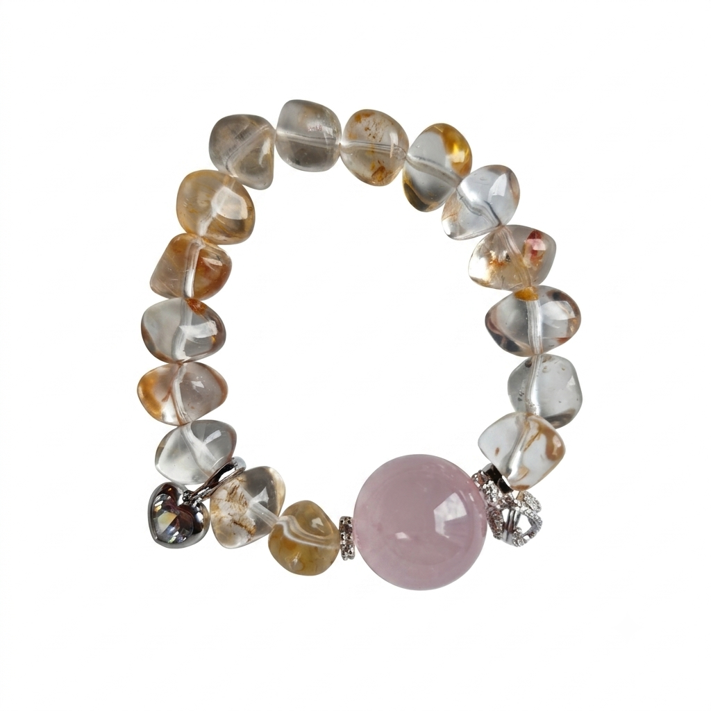 Clear Joy Aromatherapy Crystal Bracelet — smoky quartz, rose quartz and sterling silver accents — aromatherapy crystal jewelry by WalkTree