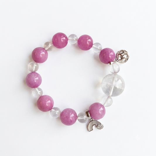 Glacier Violet Aromatherapy Crystal Bracelet — purple chalcedony and clear quartz — aromatherapy crystal jewelry by WalkTree