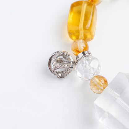 Racing Heart Aromatherapy Crystal Bracelet — yellow chalcedony, pink tourmaline, green chalcedony, clear quartz, blue chalcedony and grey tourmaline — aromatherapy crystal jewelry by WalkTree