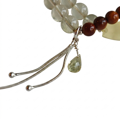 Jade Within Aromatherapy Crystal Bracelet — garnet, prehnite and clear quartz — aromatherapy crystal jewelry by WalkTree