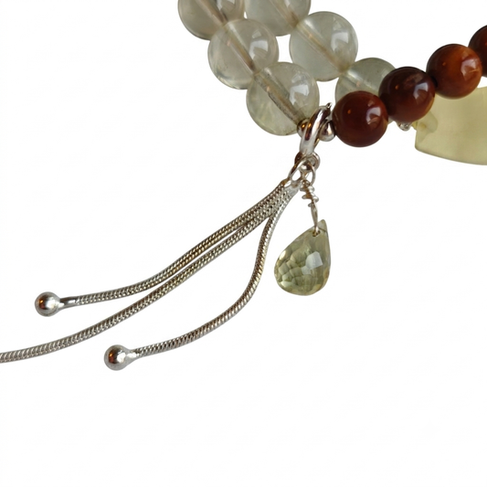 Jade Within Aromatherapy Crystal Bracelet — garnet, prehnite and clear quartz — aromatherapy crystal jewelry by WalkTree