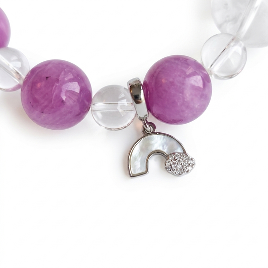 Glacier Violet Aromatherapy Crystal Bracelet — purple chalcedony and clear quartz — aromatherapy crystal jewelry by WalkTree