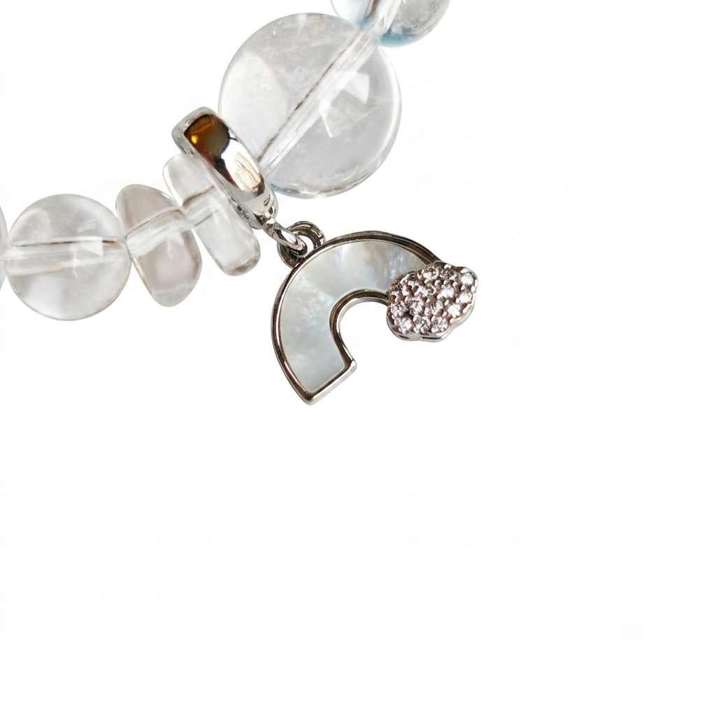 Frost Tide Aromatherapy Crystal Bracelet — golden rutilated quartz, aquamarine and clear quartz — aromatherapy crystal jewelry by WalkTree