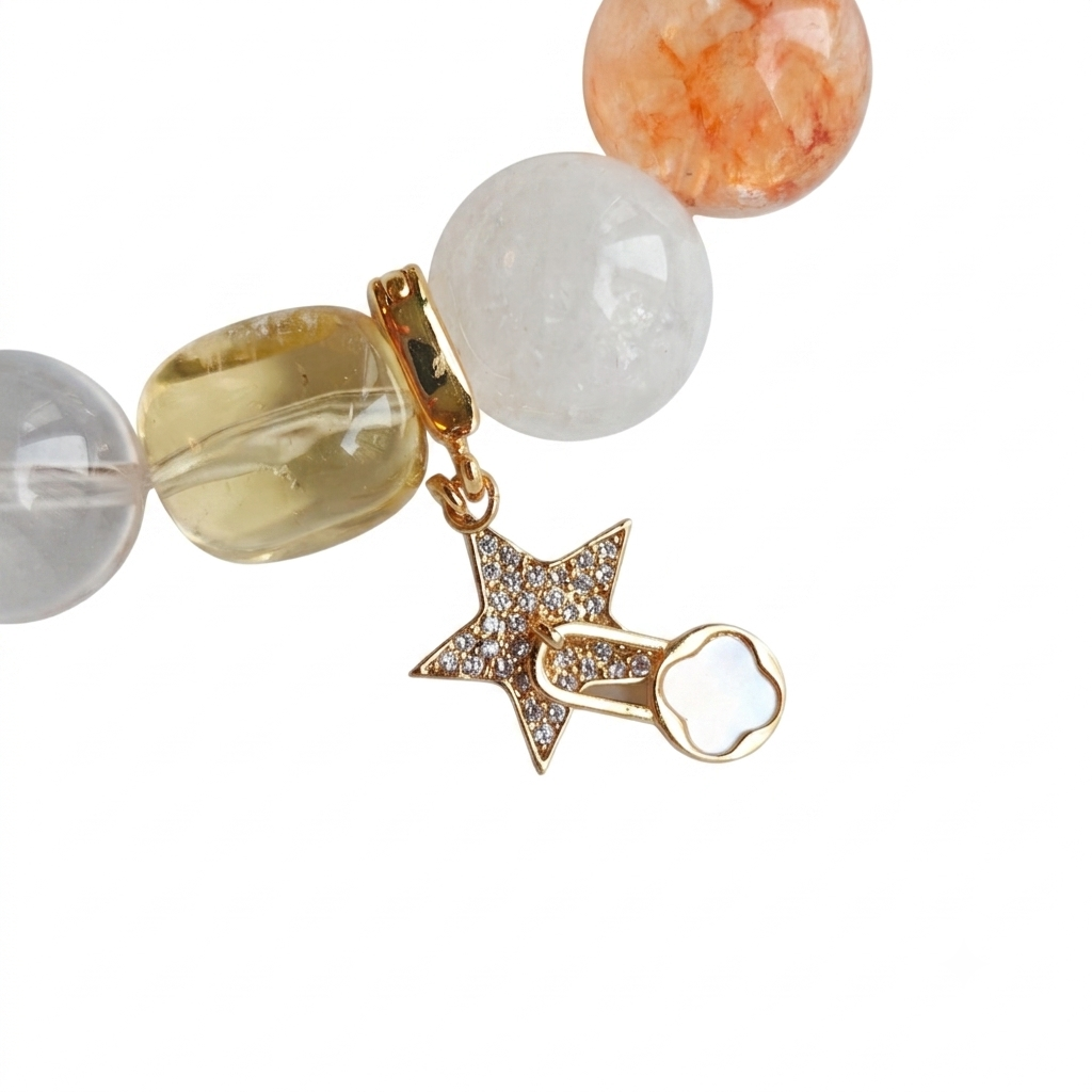 Solar Glow Aromatherapy Crystal Bracelet — sunstone, kyanite, citrine and clear quartz — aromatherapy crystal jewelry by WalkTree