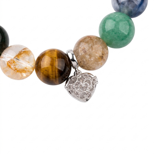 Gentle Passage Aromatherapy Crystal Bracelet — green aventurine, golden rutilated quartz, clear quartz, labradorite and tiger eye — aromatherapy crystal jewelry by WalkTree
