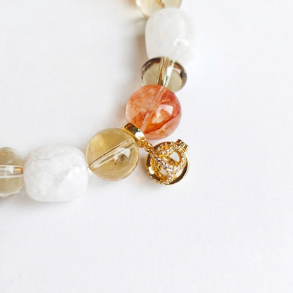 Sealed Radiance Aromatherapy Crystal Bracelet — hematoid quartz, clear quartz, green phantom quartz and gold-tone spacers — aromatherapy crystal jewelry by WalkTree