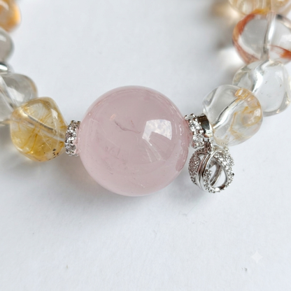 Clear Joy Aromatherapy Crystal Bracelet — smoky quartz, rose quartz and sterling silver accents — aromatherapy crystal jewelry by WalkTree
