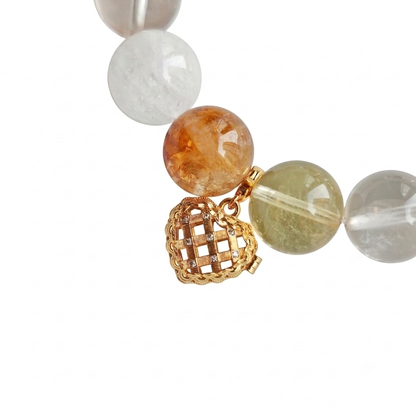 Solar Glow Aromatherapy Crystal Bracelet — sunstone, kyanite, citrine and clear quartz — aromatherapy crystal jewelry by WalkTree