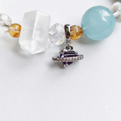 Racing Heart Aromatherapy Crystal Bracelet — yellow chalcedony, pink tourmaline, green chalcedony, clear quartz, blue chalcedony and grey tourmaline — aromatherapy crystal jewelry by WalkTree