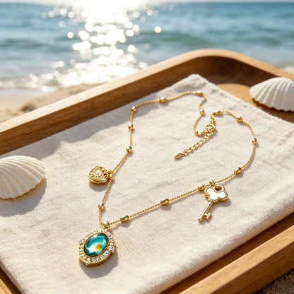 WalkTree | Awakening Tree Aromatic Shell Long Necklace · Abalone & White Shell Dual Texture