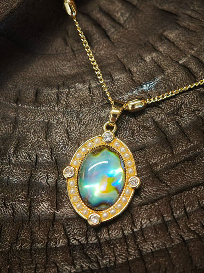 WalkTree | Awakening Tree Aromatic Shell Long Necklace · Abalone & White Shell Dual Texture