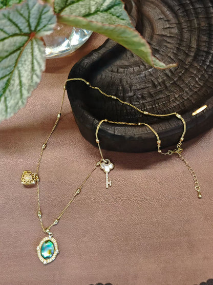 WalkTree | Awakening Tree Aromatic Shell Long Necklace · Abalone & White Shell Dual Texture