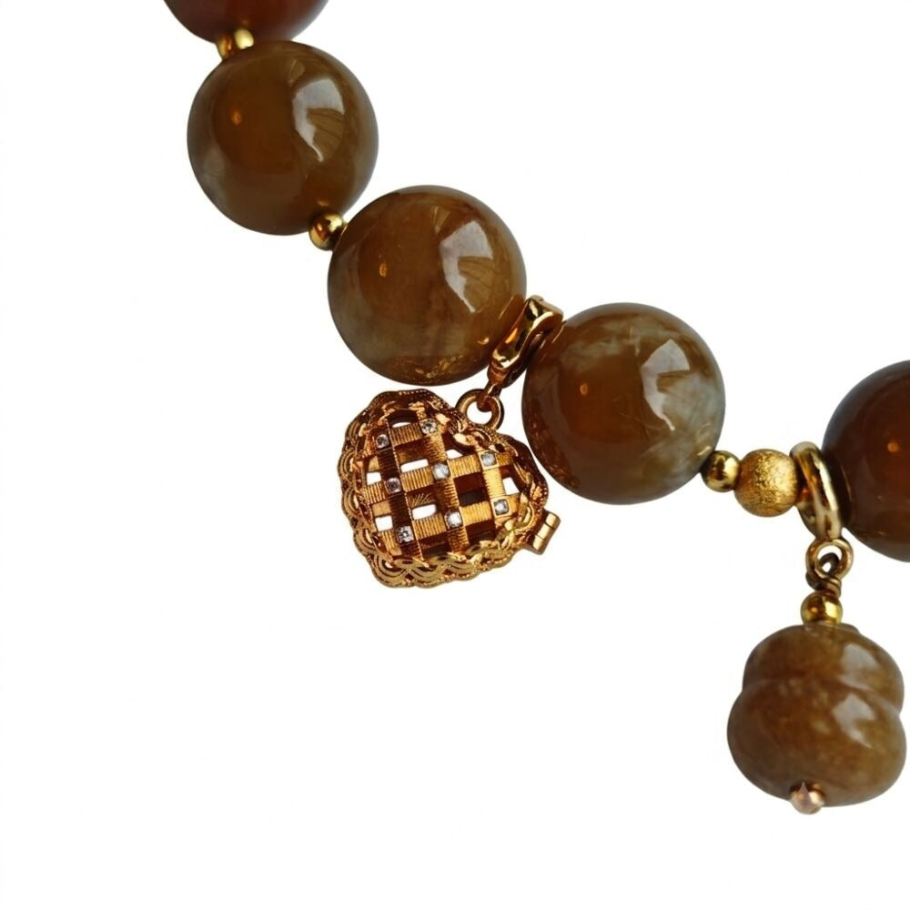 Begonia Glow Aromatherapy Crystal Bracelet with copper-tone accents — aromatherapy crystal jewelry by WalkTree