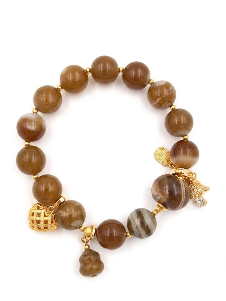 Begonia Glow Aromatherapy Crystal Bracelet with copper-tone accents — aromatherapy crystal jewelry by WalkTree