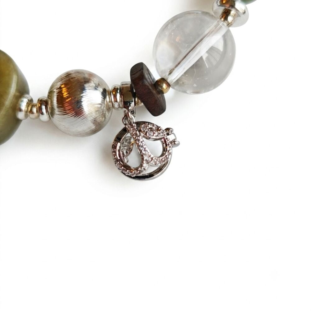 Clear Calm Aromatherapy Crystal Bracelet with copper-tone accents — aromatherapy crystal jewelry by WalkTree