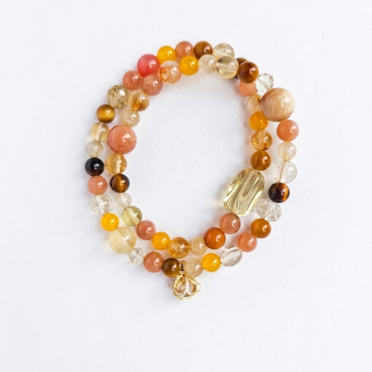 Five Elements Earth Aromatherapy Crystal Bracelet with copper-tone accents — aromatherapy crystal jewelry by WalkTree