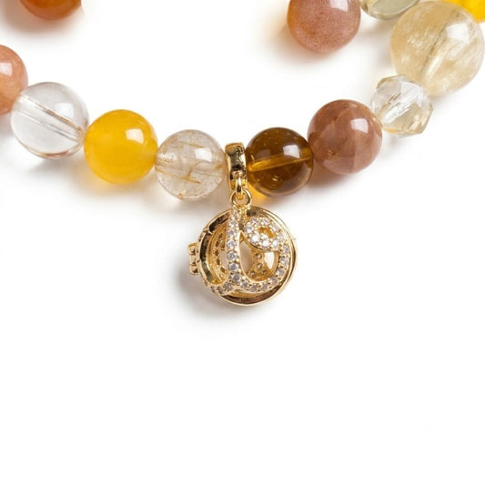 Five Elements Earth Aromatherapy Crystal Bracelet with copper-tone accents — aromatherapy crystal jewelry by WalkTree