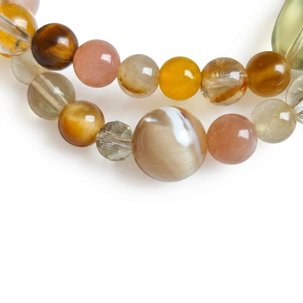 Five Elements Earth Aromatherapy Crystal Bracelet with copper-tone accents — aromatherapy crystal jewelry by WalkTree
