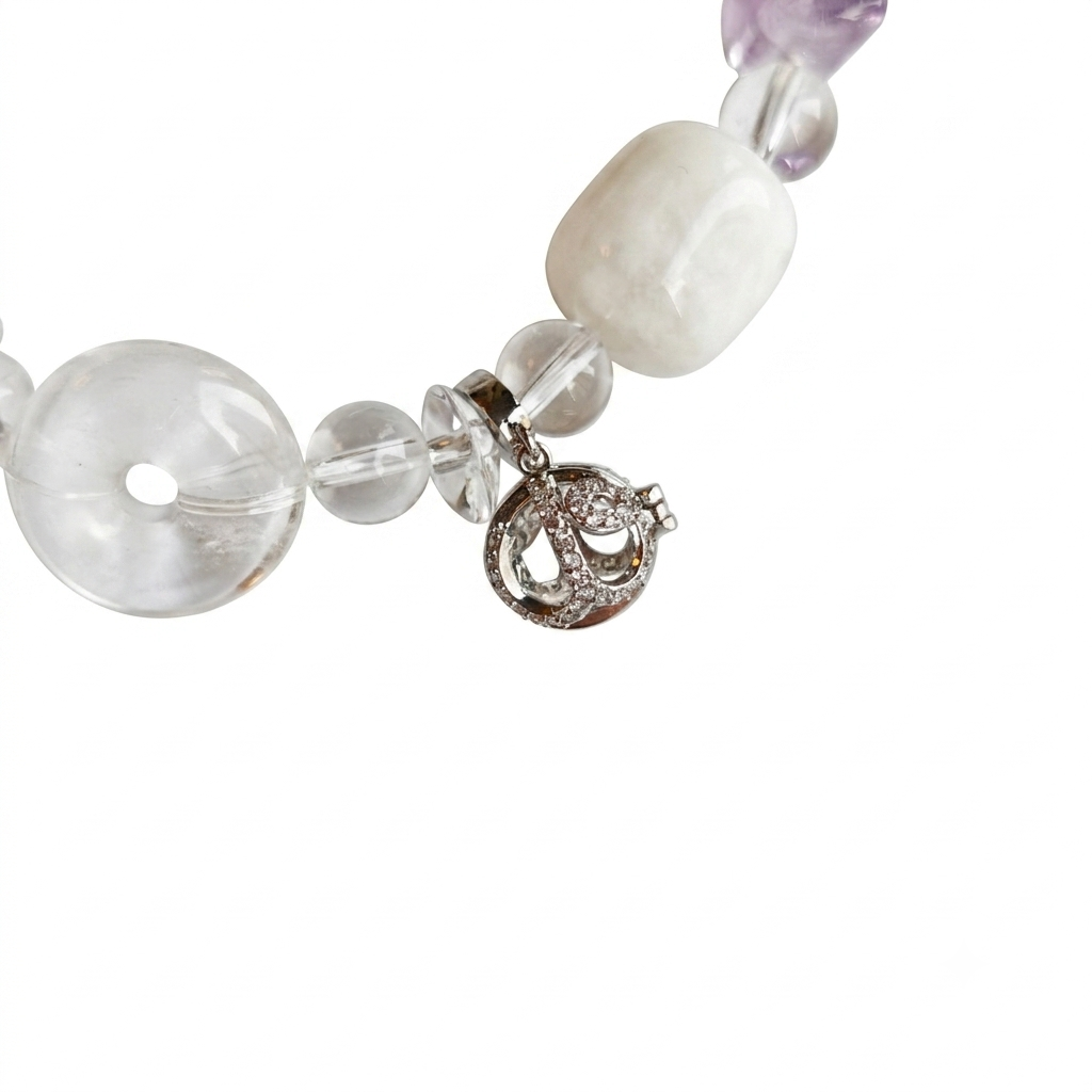 Misty Jade Aromatherapy Crystal Bracelet — clear quartz, citrine, amethyst and white phantom quartz — aromatherapy crystal jewelry by WalkTree