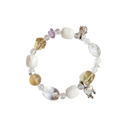 Misty Jade Aromatherapy Crystal Bracelet — clear quartz, citrine, amethyst and white phantom quartz — aromatherapy crystal jewelry by WalkTree