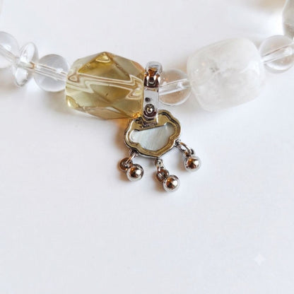 Misty Jade Aromatherapy Crystal Bracelet — clear quartz, citrine, amethyst and white phantom quartz — aromatherapy crystal jewelry by WalkTree