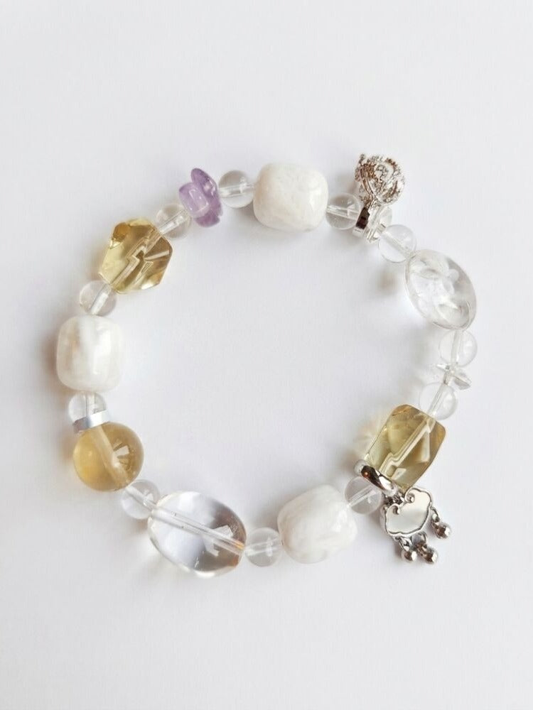 Misty Jade Aromatherapy Crystal Bracelet — clear quartz, citrine, amethyst and white phantom quartz — aromatherapy crystal jewelry by WalkTree