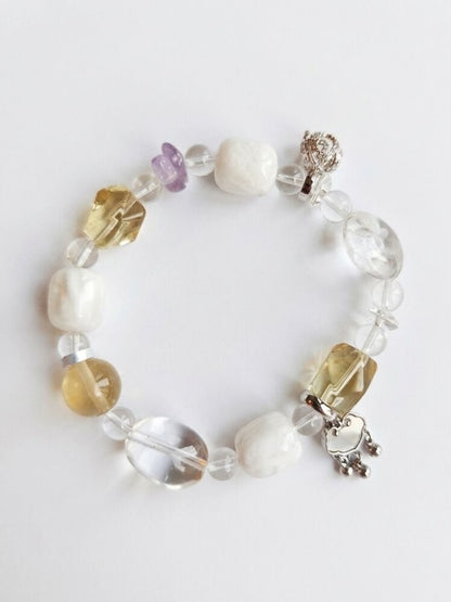 Misty Jade Aromatherapy Crystal Bracelet — clear quartz, citrine, amethyst and white phantom quartz — aromatherapy crystal jewelry by WalkTree