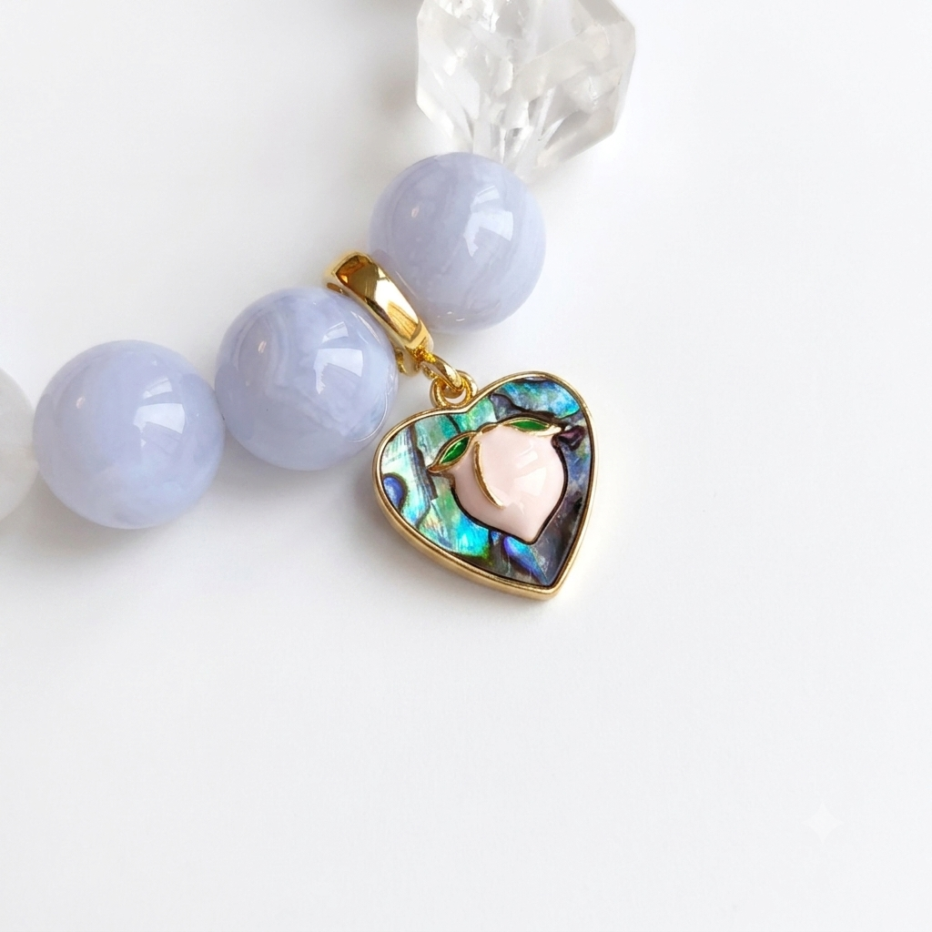 Palace Moonlight Aromatherapy Crystal Bracelet — blue lace agate, citrine, clear quartz, freshwater pearl and paua shell — aromatherapy crystal jewelry by WalkTree