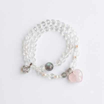 Vessel of Light Aromatherapy Crystal Bracelet — faceted clear quartz, labradorite and rose quartz — aromatherapy crystal jewelry by WalkTree